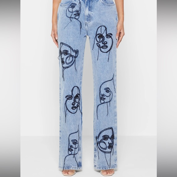 Line Art Boyfriend Jeans - Mid Blue - Picture 3 of 13